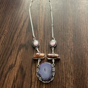 Sterling 925 stamped gemstone necklace never worn
